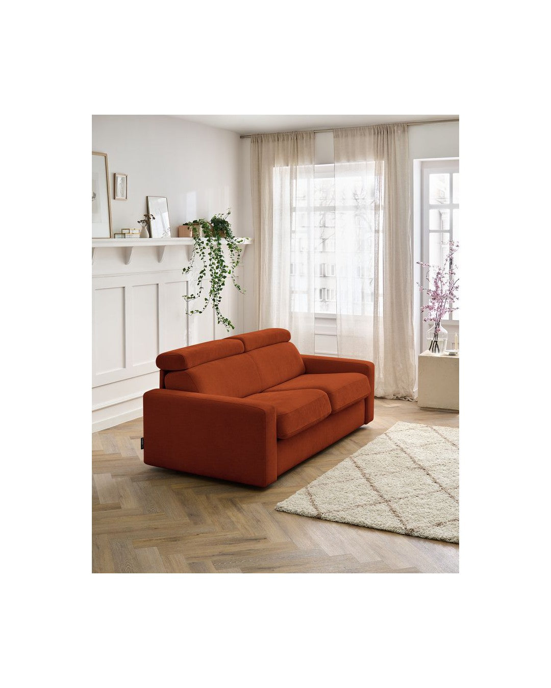 Monaco - Canapé Droit Convertible - 140X190 - Ouverture Express - Tissu Lisse