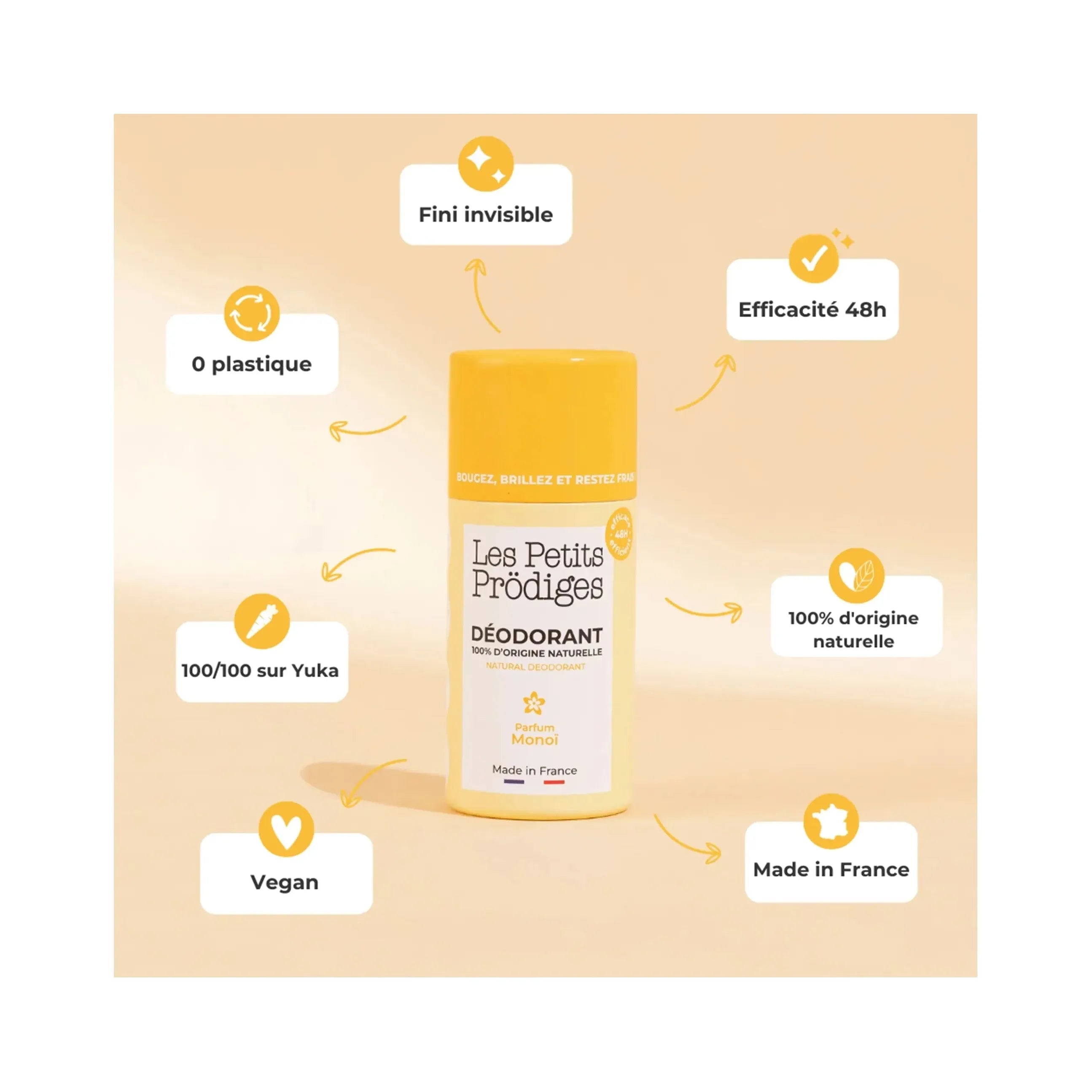 Solid deodorant effective 48h monoï zero white trace
