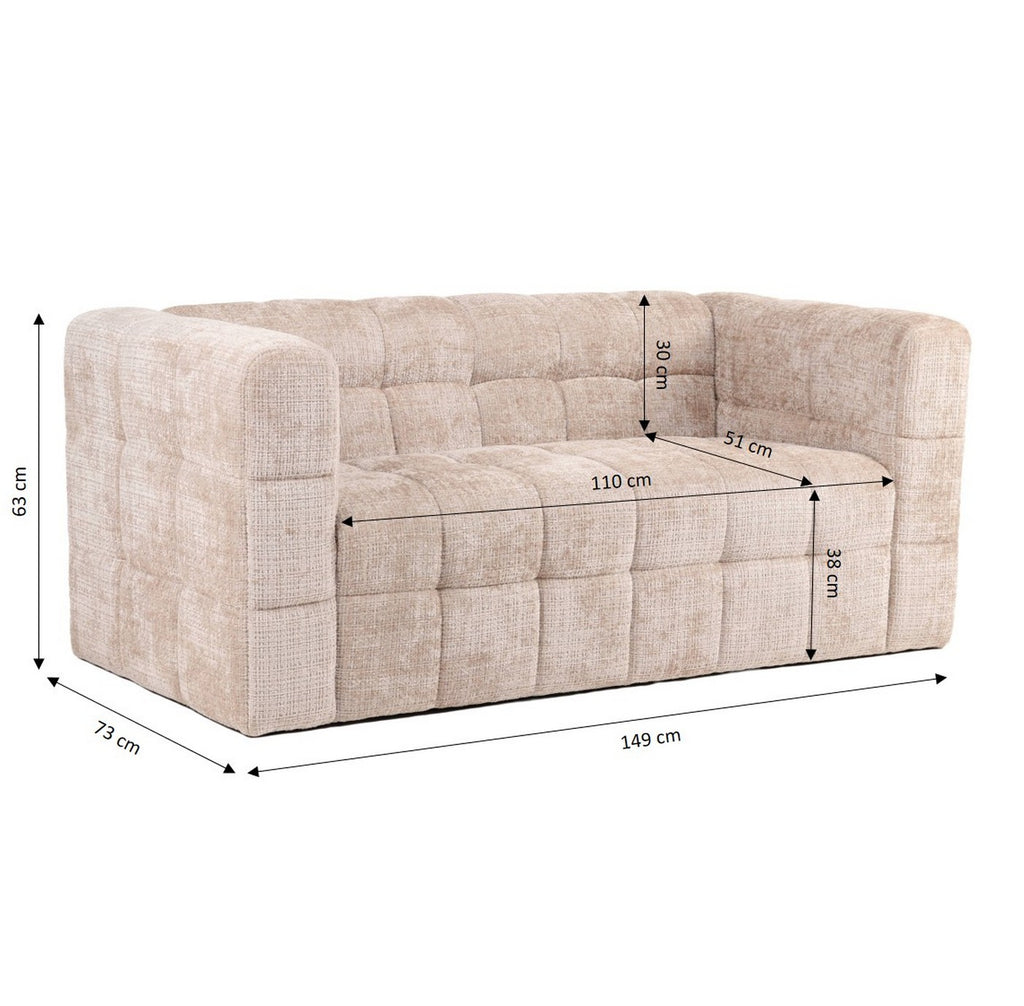 Naiad - Canapé Droit Fixe 2 Places - Tissu Texturé - Beige