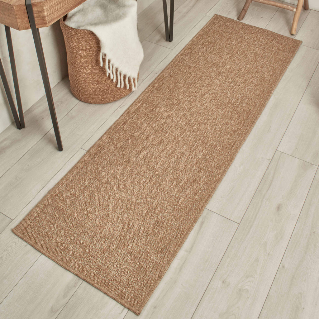 NATURE - Alfombra beige aspecto yute natural con motivos de rombos - NAT8729BEI NATURE