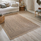 NATURE - Alfombra marrón aspecto yute natural con motivos de rombos - NAT8729MAR NATURE