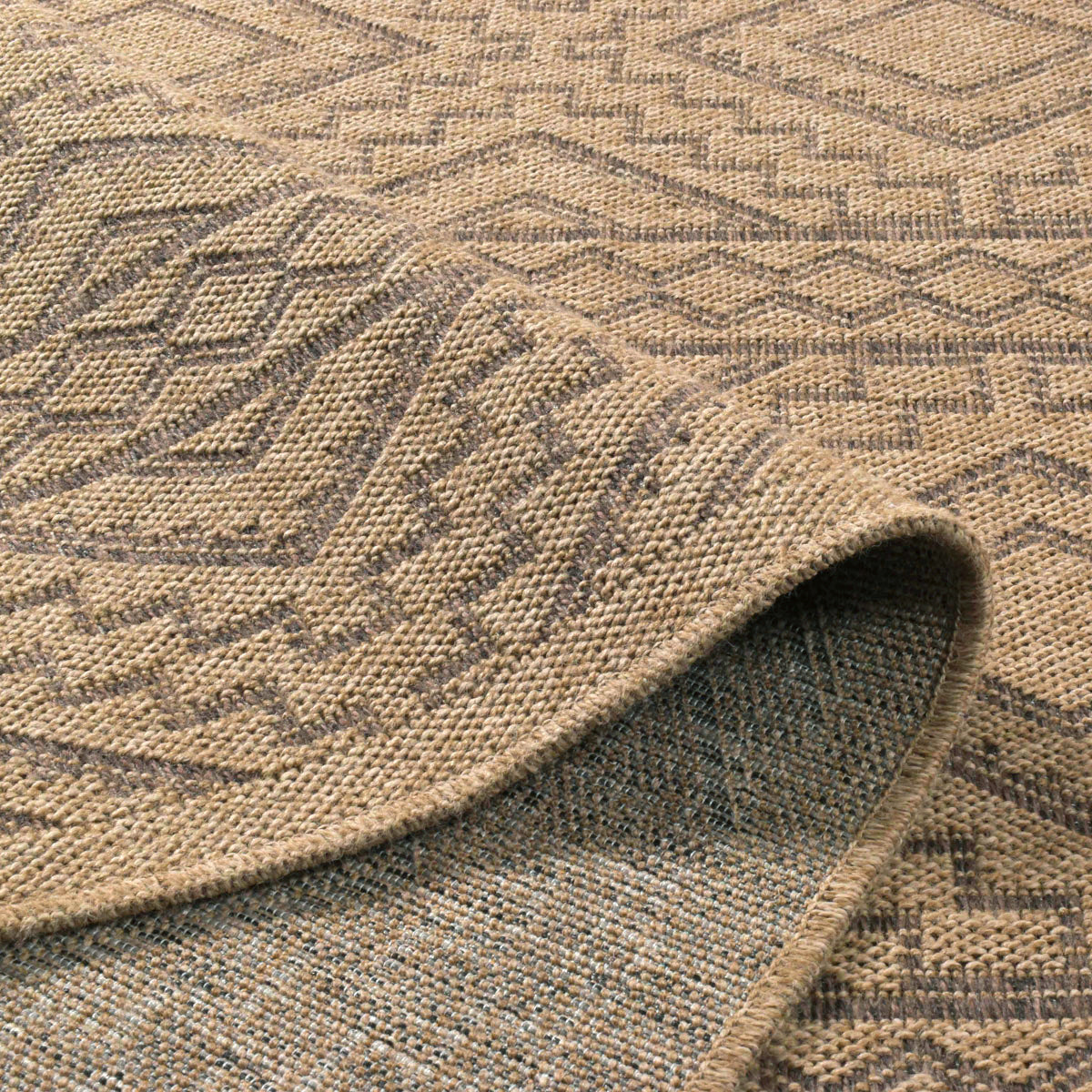 NATURE - Alfombra marrón aspecto yute natural con motivos de rombos - NAT8729MAR NATURE