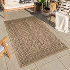 NATURE - Alfombra marrón aspecto yute natural con motivos de rombos - NAT8729MAR NATURE