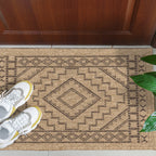 NATURE - Alfombra marrón aspecto yute natural con motivos de rombos - NAT8729MAR NATURE