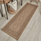 NATURE - Alfombra marrón aspecto yute natural con motivos de rombos - NAT8729MAR NATURE