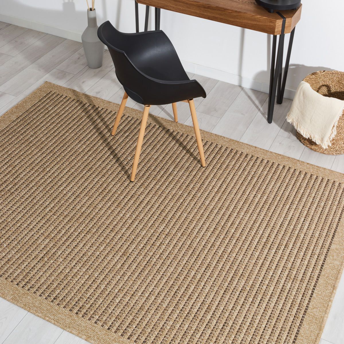 NATURE - Plain brown natural jute effect rug - NAT8751MAR nazar living room rug