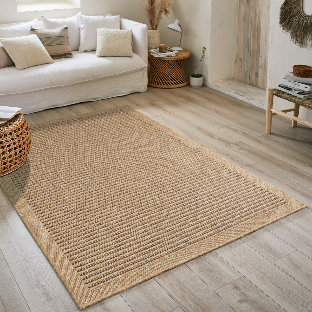 NATURE - Plain brown natural jute effect rug - NAT8751MAR nazar living room rug