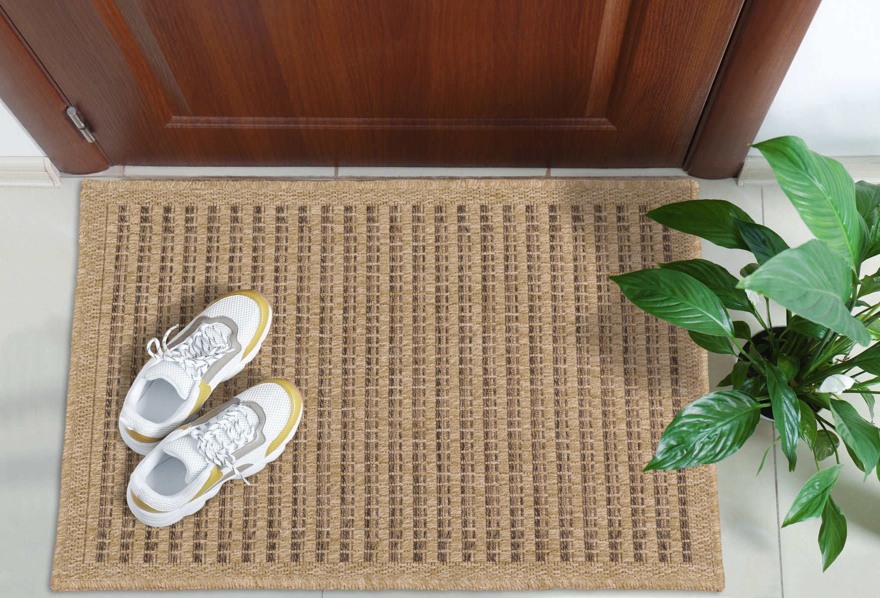Plain brown natural jute effect rug: NAT8751MAR nazar living room rug