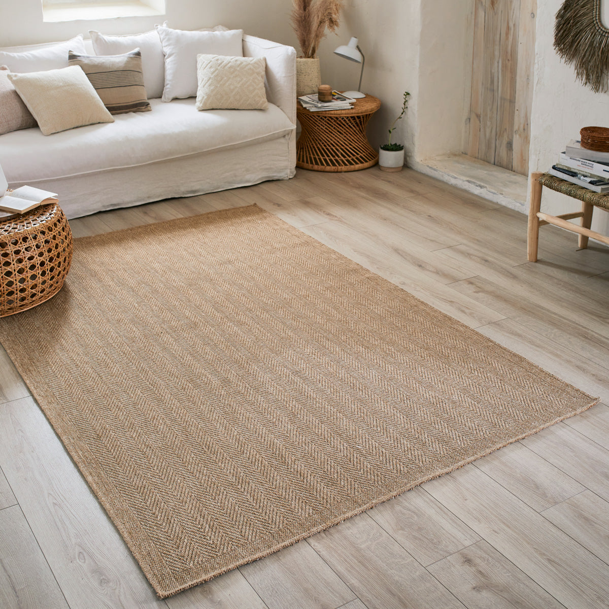 NATURE - Alfombra efecto yute natural con estampado de chevrones - NAT8753BEI NATURE