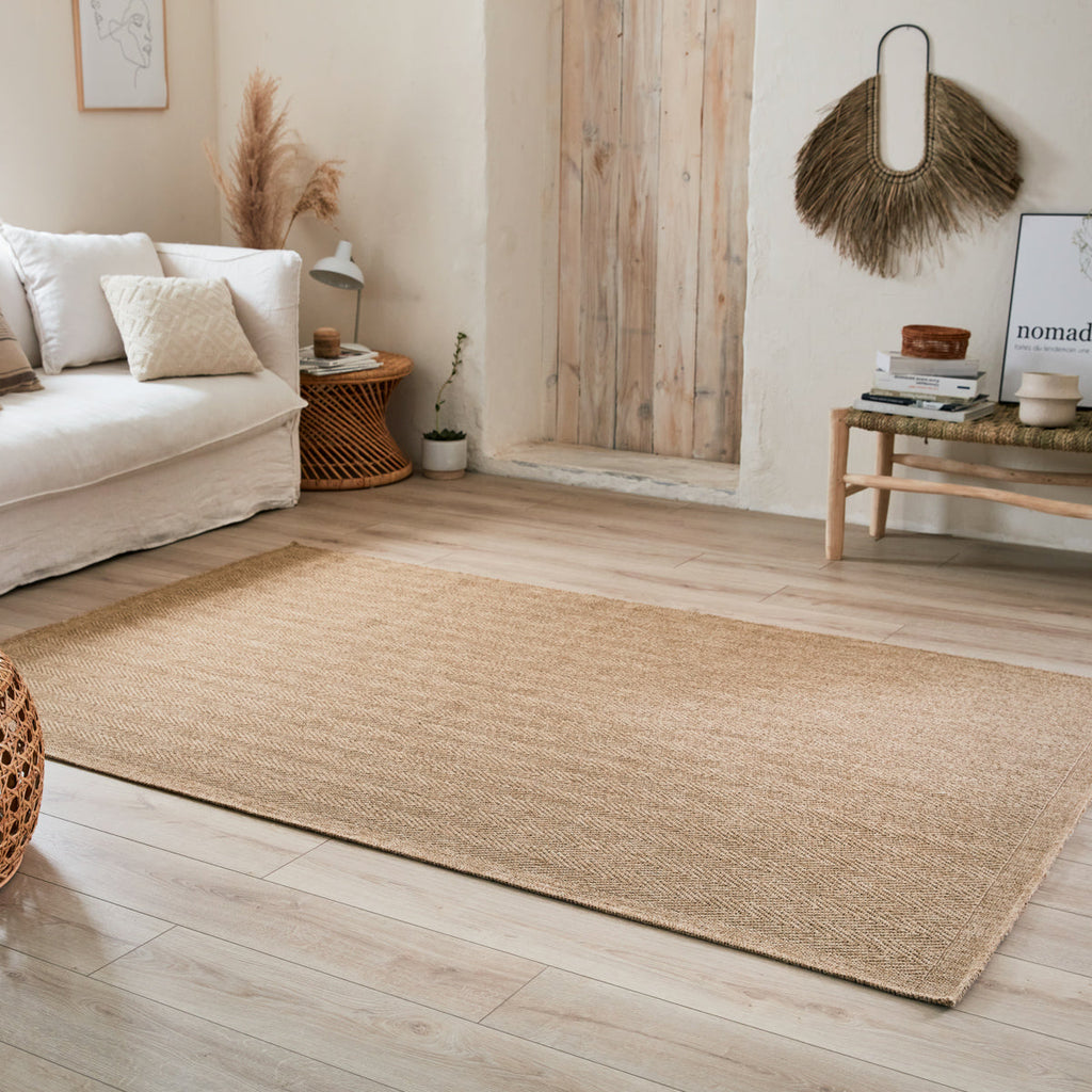 NATURE - Alfombra efecto yute natural con estampado de chevrones - NAT8753BEI NATURE