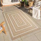 NATURE - Natural jute effect rug with white rectangular patterns - NAT8863BLA NATURE