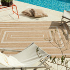 NATURE - Natural jute effect rug with white rectangular patterns - NAT8863BLA NATURE