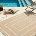 NATURE - Natural jute effect rug with white rectangular patterns - NAT8863BLA NATURE