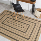 NATURE - Alfombra efecto yute natural con motivos rectangulares negros - NAT8863NOI NATURE