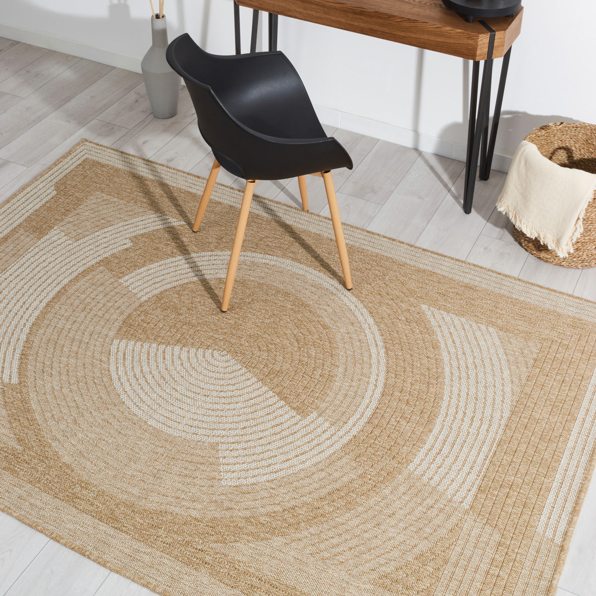 NATURE - Natural jute look rug with white pattern - NAT8865BLA NATURE