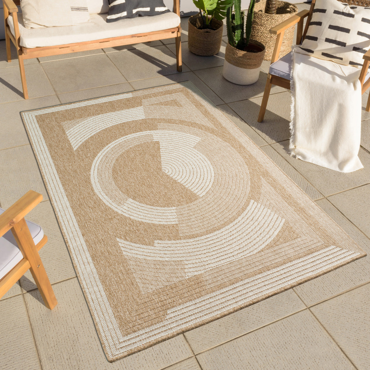 NATURE - Natural jute look rug with white pattern - NAT8865BLA NATURE