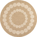 Alfombra efecto arpillera con estampado geométrico redondo blanco: NAT8868BLA - Nazar rugs