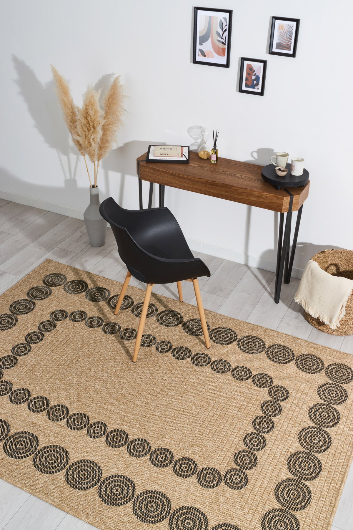 Jute-look rug - Jute pattern - Black - Indoor/Outdoor