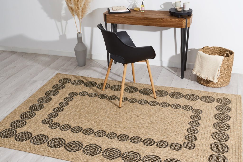 Jute-look rug - Jute pattern - Black - Indoor/Outdoor