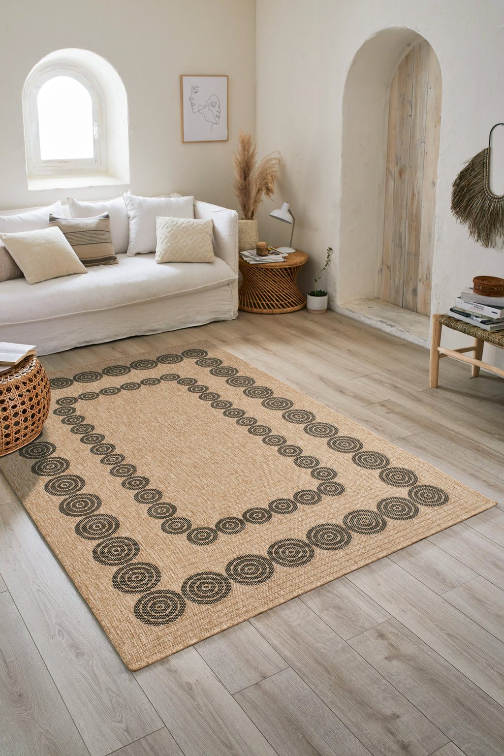 Jute-look rug - Jute pattern - Black - Indoor/Outdoor