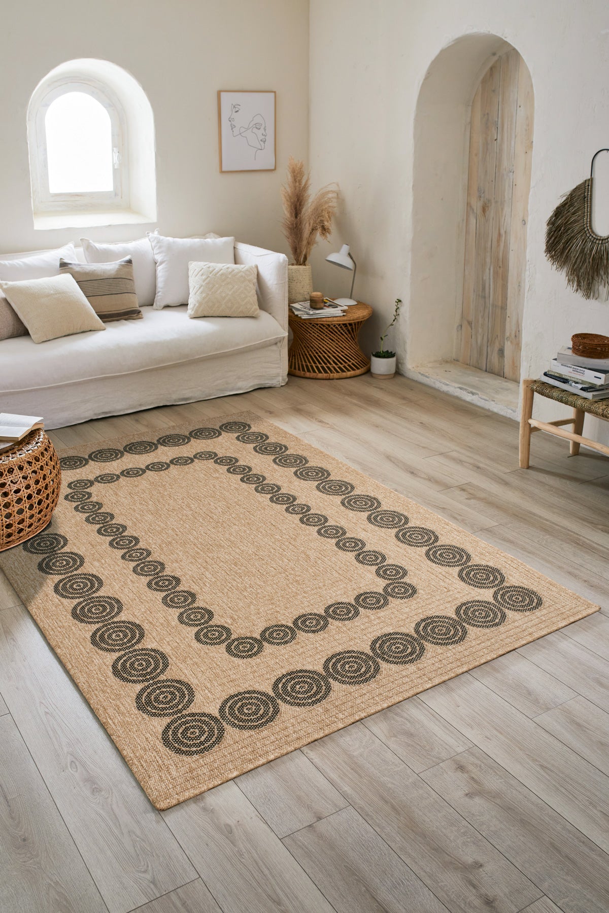 Jute-look rug - Jute pattern - Black - Indoor/Outdoor