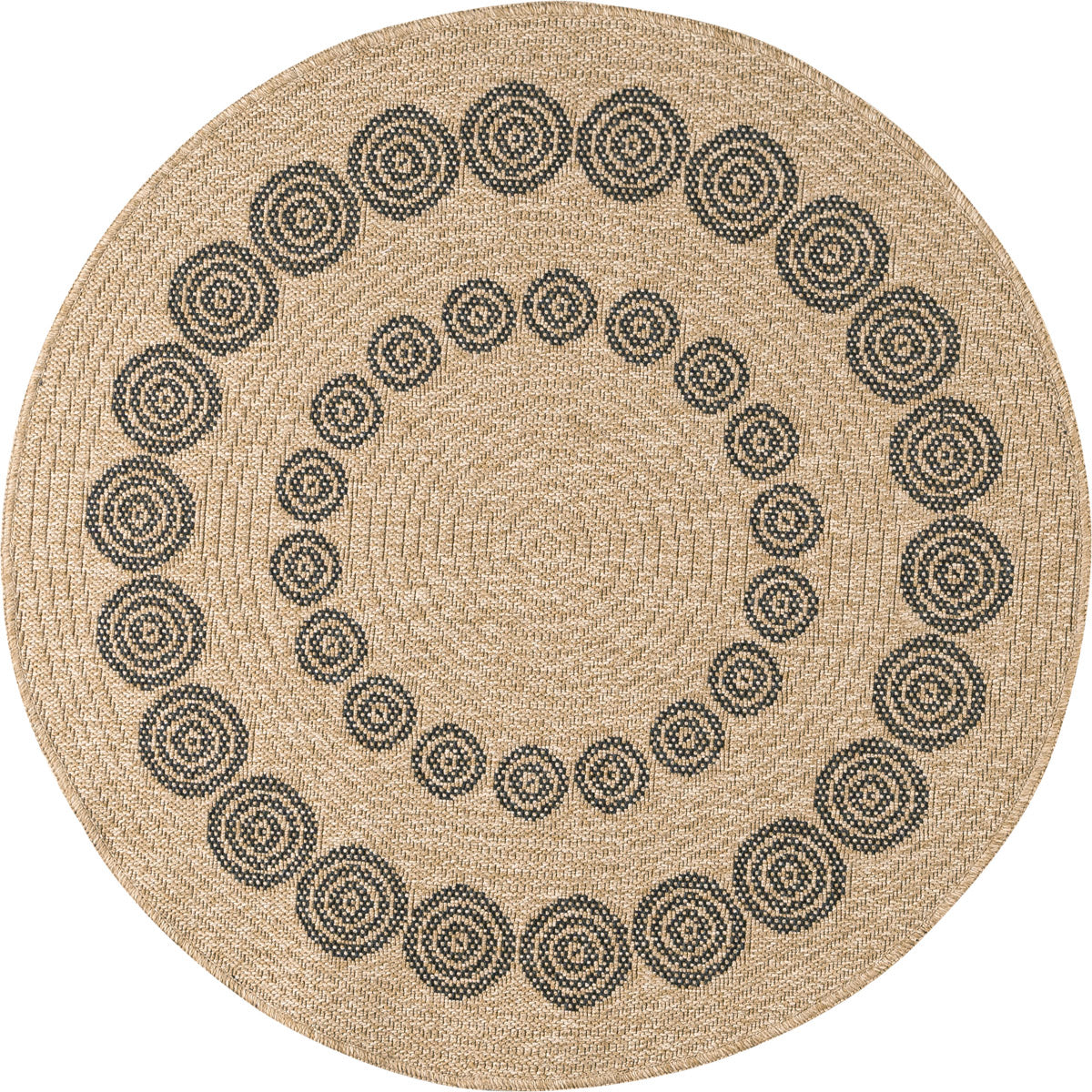 Jute-look rug - Jute pattern - Black - Indoor/Outdoor