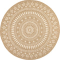 Natural jute effect rug with round white oriental patterns: NAT8874BLA - Nazar rugs