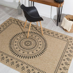 NATURE - Alfombra efecto yute natural con motivos orientales negros - NAT8874NOI NATURE
