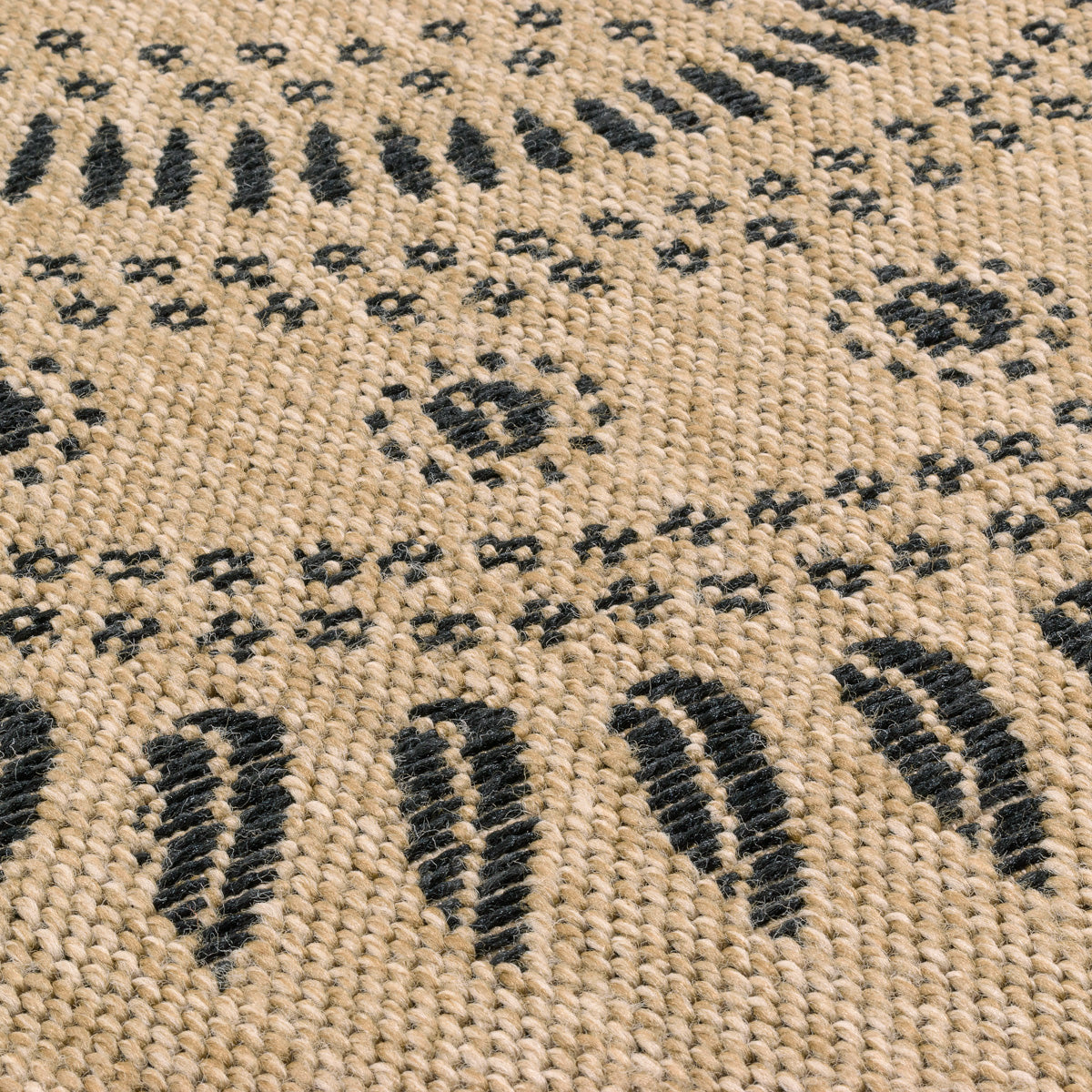 NATURE - Alfombra efecto yute natural con motivos orientales negros - NAT8874NOI NATURE