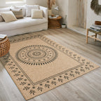 NATURE - Alfombra efecto yute natural con motivos orientales negros - NAT8874NOI NATURE
