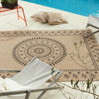 NATURE - Alfombra efecto yute natural con motivos orientales negros - NAT8874NOI NATURE