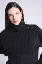 Natacha High Neck with Buttons - Black - Unisex