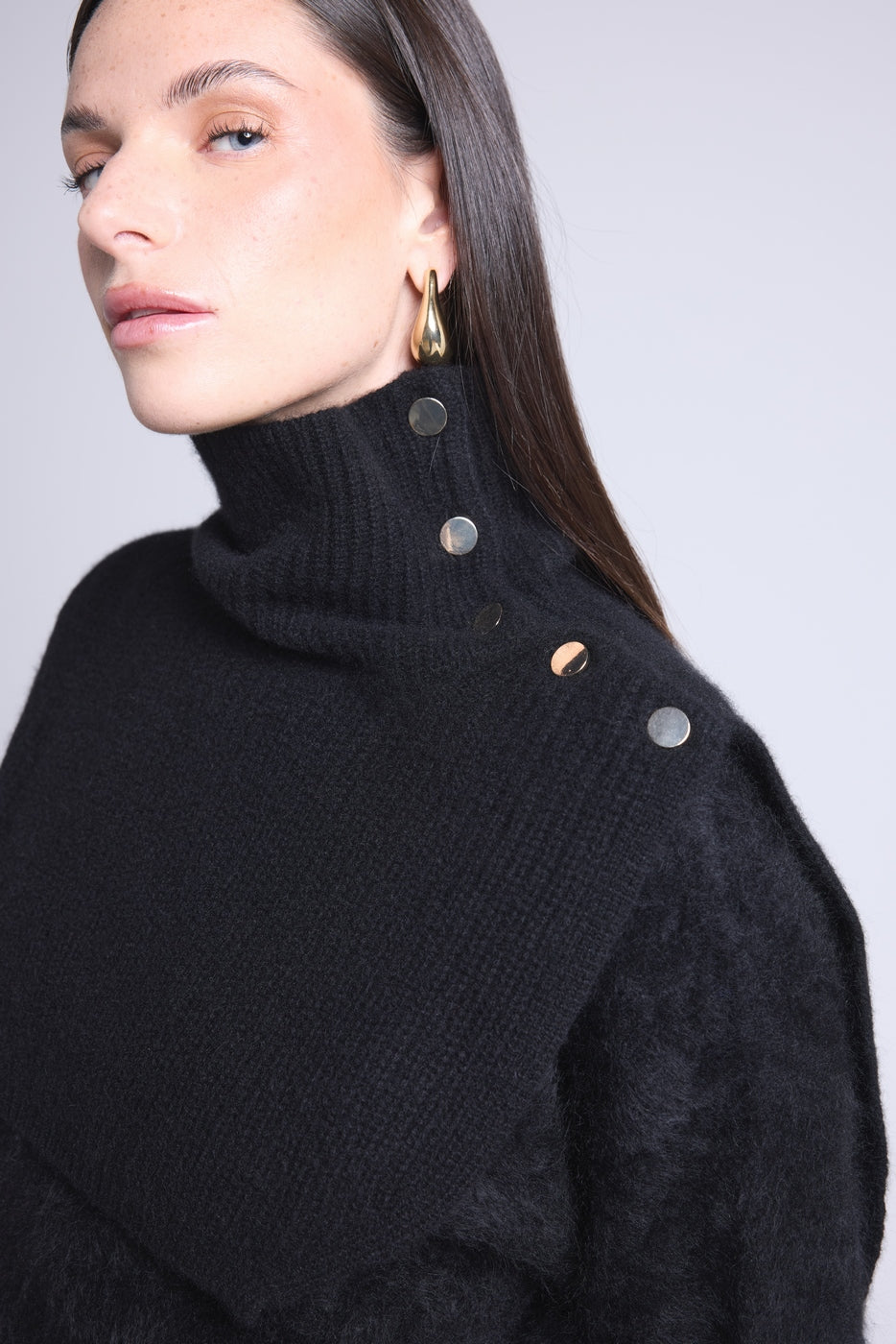 Col Montant Boutons Natacha - Noir - Mixte