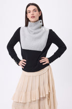 Collo Alto Con Bottoni Natacha - Grigio Chiaro - Donna - 100% Cashmere