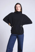 Jersey Cuello Vuelto Poncho Naya - Negro - Mujer