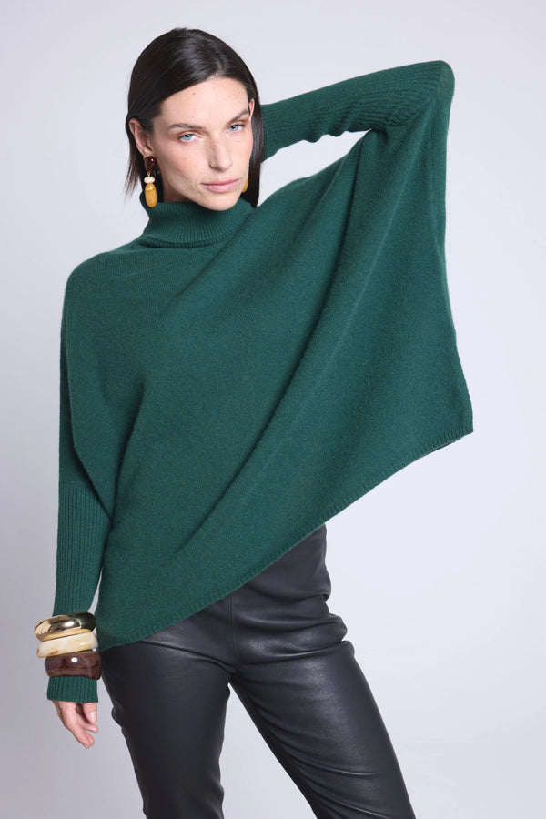 Ponchotrui met col Naya - Flesgroen - Dames - 100% Kasjmier