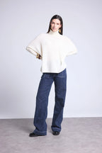 Pull Col Roule Poncho Naya - Blanc - Femme