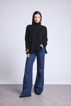 Jersey Cuello Vuelto Poncho Naya - Negro - Mujer