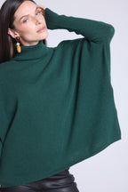 Jersey Poncho Naya Cuello Alto - Verde Botella - Mujer