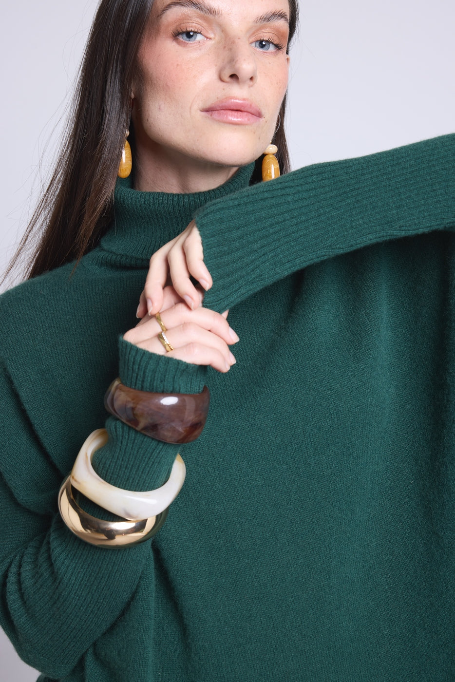 Jersey Poncho Naya Cuello Alto - Verde Botella - Mujer