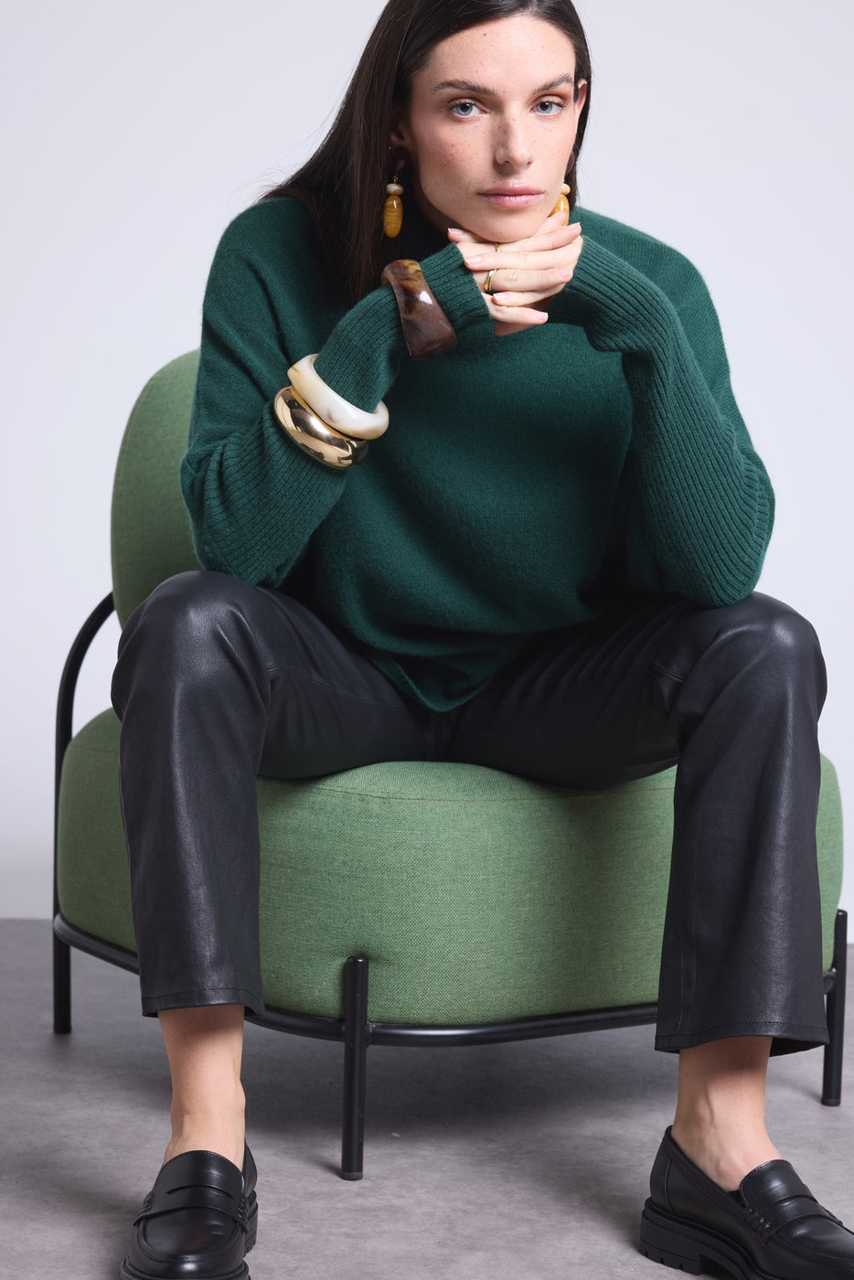Jersey Poncho Naya Cuello Alto - Verde Botella - Mujer