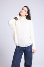 Pull Col Roule Poncho Naya - Blanc - Femme