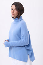 Jersey poncho de cuello alto Naya - Azul cielo - Mujer