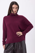 Maglione poncho a collo alto Naya - Rosso vino - Donna - 100% cashmere