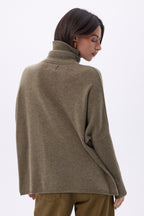 Maglione Collo Alto Poncho Naya - Kaki Chine - Donna - 100% Cashmere