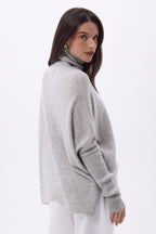 Pull Col Roule Poncho Naya - Gris Clair - Femme - 100% Cachemire