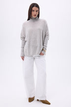 Pull Col Roule Poncho Naya - Gris Clair - Femme - 100% Cachemire