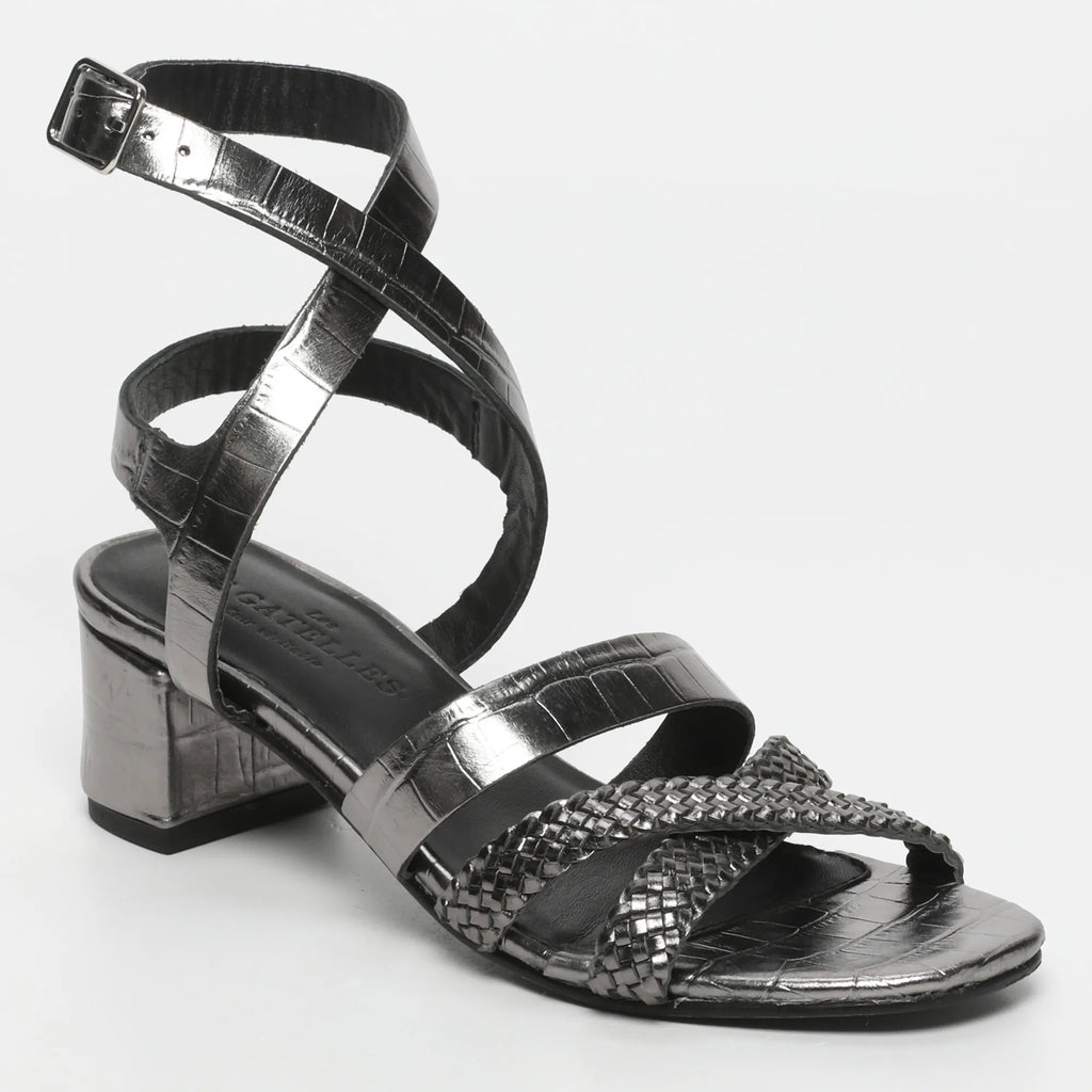 Diascia Heeled Sandals - Pewter Croco