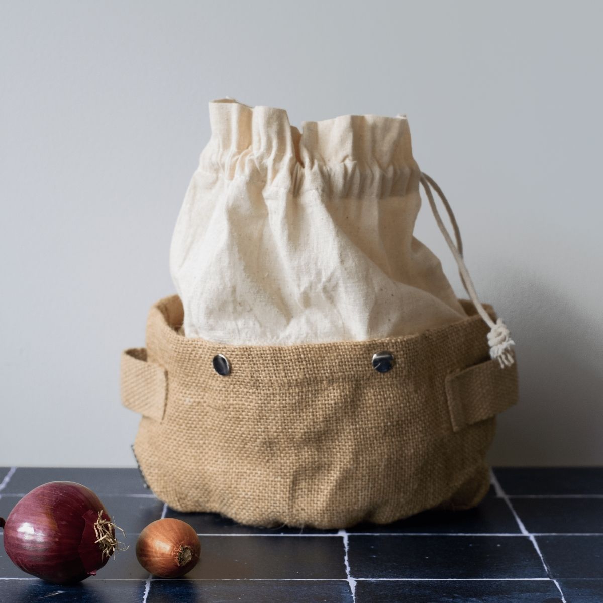 Removable 2-in-1 Organic Cotton and Jute Storage Basket - Beige
