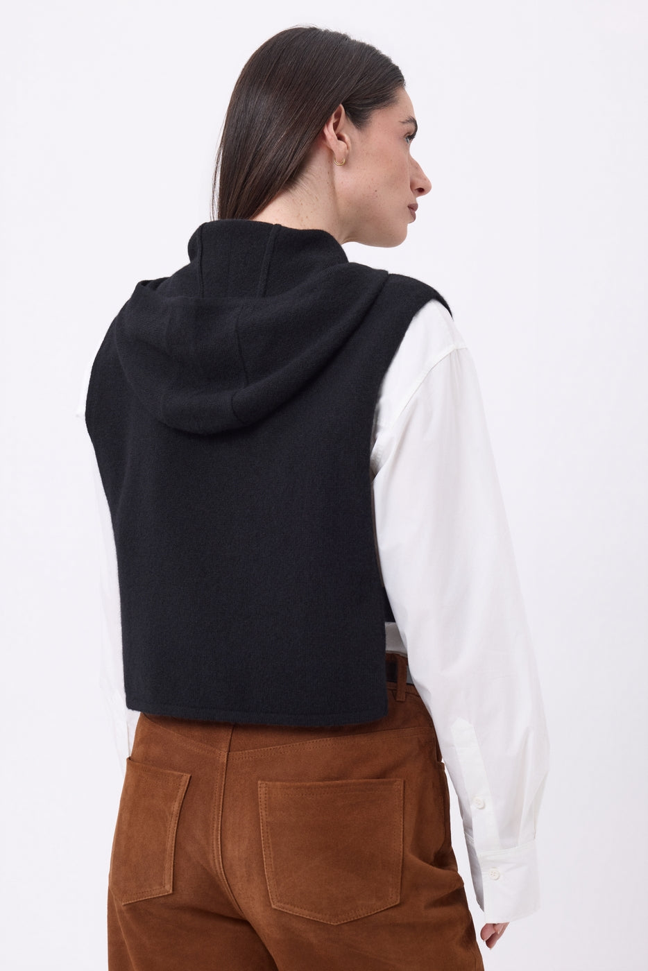Passamontagna Pettorina Bottoni Dorati Neo - Nero - Donna - 100% Cashmere